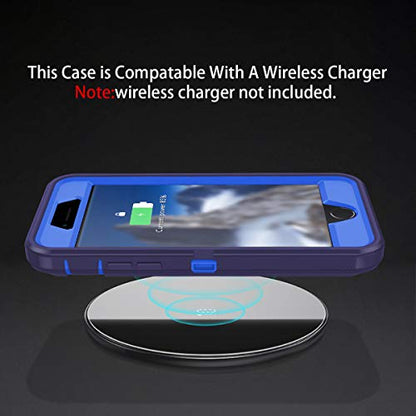 I-HONVA for iPhone SE 2022/2020 Case Built-in Screen Protector Shockproof Dust/Drop Proof 3 in 1 Full Body Rugged Heavy Duty Cover for Apple iPhone SE 3rd/2nd Gen 4.7, Navy Blue - color: Navy Blue