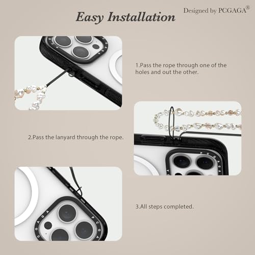 pcgaga Pearl Beaded Phone Charm, Phone Wrist Strap, Handmade Bracelet Straps, Anti-Lost Lanyard Wrist Chain for Airpods Women Girls Gift - color: White Pearl