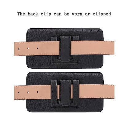 Phone Holster for Samsung Galaxy A17 A16 A15 A25 A35 A55 A57, S26 Ultra, S25 S24 S23 S22 Ultra Plus FE/iPhone 16 Pro Max/Moto G Power Cell Phone Pouch Case with Belt Clip Loop Card Holder (Black) - color: Black - Horizontal
