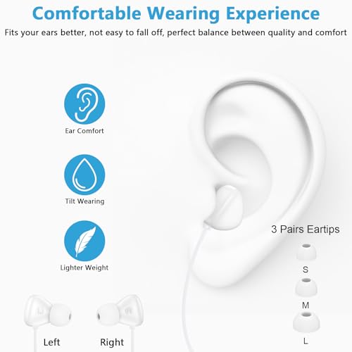 for iPhone 17 Earbuds Wired USB C Ear Buds for iPhone 17/17 Pro/17 Pro Max - color: White