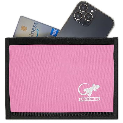 Gecko Travel Tech Faraday Bag Anti-Tracking GPS RFID Car Key Signal Blocker Wallet Shielding Pouch Protective Case for Cell Phone Car Key FOB, Data Privacy, Electronic Device Security (LIGHT PINK) - color: LIGHT PINK