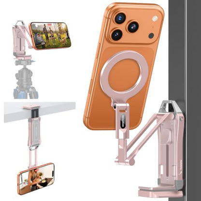 OMOTON TP02-Pro Magnetic Phone Holder for Vlogging, Content Creator Essentials with 1/4" Screw, Arca (7-Pink) - color: 7-Pink