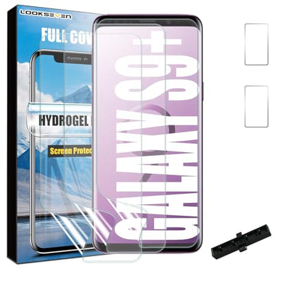 3 Hydrogel Films + 2 Tempered Glass Lens Protector For Galaxy S9 Plus - size: S9 Plus