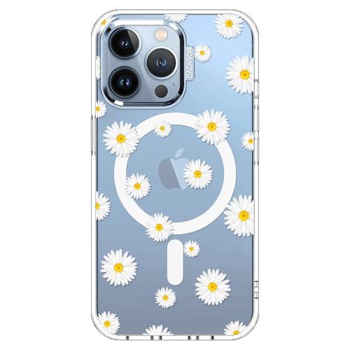 MOSNOVO Case for iPhone 13 Pro, [Compatible with Magsafe] [Buffertech 6.6ft Military-Grade Drop Protection] [Anti Peel Off Tech] Clear Phone Case Design - White Daisy - color: White Daisy, size: iPhone 13 Pro