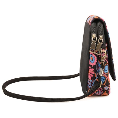 SILKAREA Embroidered Cute Mini Crossbody Bag for Women Small Handbags Wristlet Wallet Bag Cell-phone Pouch Coin Purse - color: Embroidered Red