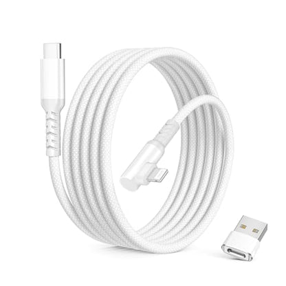 Elebase Right Angle USBC to Lightning Charger Cable with USB Adapter 3.3FT - color: Angled-White, size: 3.3 FT
