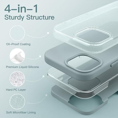 JETech Silicone Case for iPhone 14, Succulent | Silky Soft Touch, Shockproof Protection, Scratch Resistant, Microfiber Lining - color: Succulent, size: iPhone 14