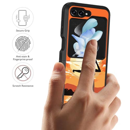 for Samsung Galaxy Z Flip 5 Case, Heavy Duty Dual Layer Hybrid Military Grade Shockproof Drop Folding Protective Cover for Samsung Galaxy Z Flip 5 5G 2023, Back View of Girl on Sunset Beach - color: Back View of Girl on Sunset Beach