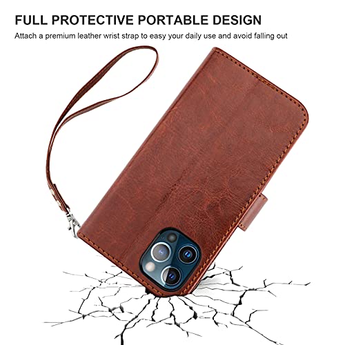 Bocasal Detachable Wallet Case Card Holder for iPhone 13 Pro, Brown - color: Brown