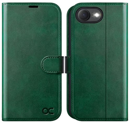 OCASE for iPhone 17e/iPhone 16e Wallet Case, Card Holder, Blackish Green | RFID Blocking, Kickstand, Magnetic Closure, PU Leather Flip Folio, Shockproof TPU Shell, Protective Phone Cover (6.1") - color: Blackish Green