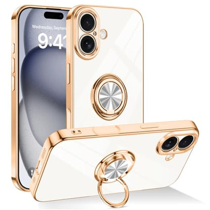 Dinick White for iPhone 17 Case with Ring Holder Kickstand - color: White, size: 6.3'' iPhone 17