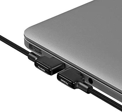 mcdodo USB 90 Degree Right Angle Design Gaming LED Cord Nylon Braided Sync Charge USB Data 6FT/1.8M Cable Compatible with iPhone 14/13/12/11 Pro Max (Black, 4FT/1.2M)
