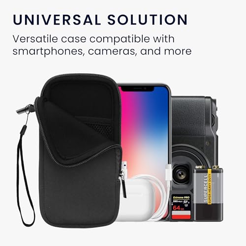 kwmobile Universal Phone Pouch Size XXL - 7" - Neoprene Smartphone Pouch with Zip - Water-Repellent Mobile Phone Case - Sleeve in Grey - color: grey, size: XXL - 7"