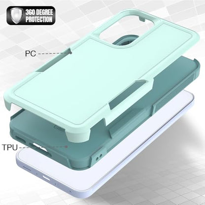 for Samsung Galaxy A37 / Galaxy A36 5G / Galaxy A57 5G Case: Dual Layer Protective Heavy Duty Cell Phone Cover Shockproof Rugged with Screen Protector - Military Protection Bumper Tough, Green - color: Mint Green (PC) + Mint Green (TPU)