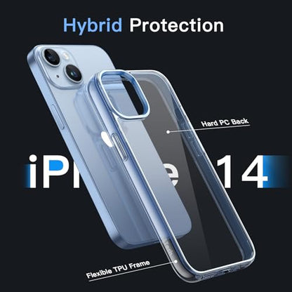 JETech Case for iPhone 14, Anti-Yellowing, Sierra Blue | Shockproof Protection, Scratch Resistant Hard PC Back, Durable Transparent TPU Bumper - color: Sierra Blue, size: iPhone 14