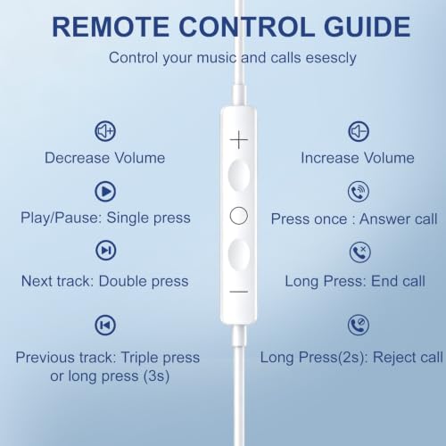 USB C Headphones for iPhone 17/16/15 Series with Mic & Remote Control