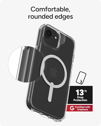 ZAGG Crystal Palace Snap Case for iPhone 17e/ 16e/ 15/14/ 13 - Crystal Clear, 13ft Drop Protection, Magnetic, Anti-Yellowing, Graphene Reinforced, Wireless Charging Compatible, Anti-Scratch - size: iPhone 17e/ 16e/15/14/13, style: With Magsafe