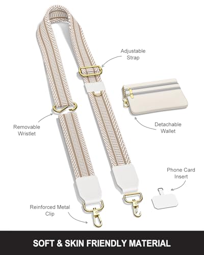 Nipichsha Crossbody Phone Strap with Wallet, Clip and Go Strap for Phone - color: Minimalist Textures