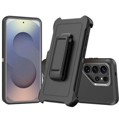 Compatible with Samsung Galaxy S26 Ultra Case, with Belt Clip Holster Heavy Duty Rugged Shockproof Full Body Protection Kickstand Cover for Samsung Galaxy S26 Ultra Phone (Black+Grey) - color: Black+Grey