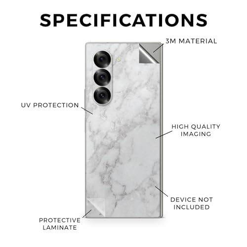 Glossy Glitter Phone Skin Compatible with Samsung Galaxy Z Fold 6 - Frost Marble - Premium 3M Vinyl Protective Wrap Decal Cover - Easy to Apply | Crafted in The USA by MightySkins - color: Frost Marble, style: Glossy Glitter Finish