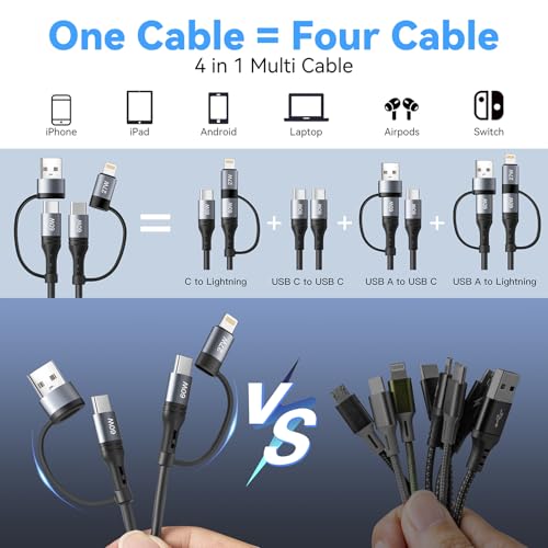 Coiled Lightning Cable 4 in 1 4FT Multi Charging Cable 60W Fast Charging