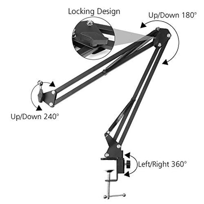ChromLives Phone Overhead Video Stand Articulating Arm Phone Mount Overhead Table Top Mount Flexible 360° Rotation Cell Phone Clip Holder for Streaming Phone Baking Crafting Cooking and More