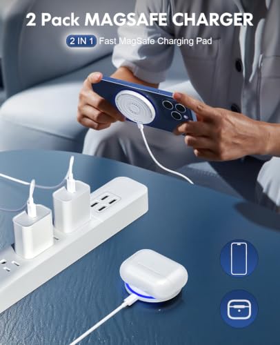 Wireless Charger 2Pack 6FT 15W Samsung Magnetic MagSafe Charger - color: Bright White