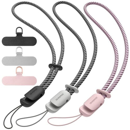 SURPHY 3 Pack Phone Wrist Strap, Phone Lanyard with Cellphone Tether Tab - color: Black & Pink & Gray