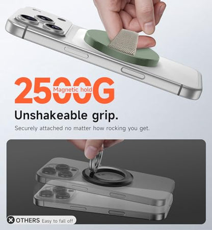 SURITCH for MagSafe Phone Grip, Magnetic Phone Loop, Detachable Magnet Cell Phone Finger Strap for iPhone 17 16 15 14 13 12 Series & MagSafe Cases, Green