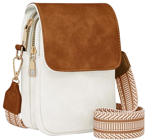Fashion Small Crossbody Bags for Women Trendy Designer Cell Phone Purses | Adjustable Straps,with Card Holder,Detachable Wristlet Strap,small Cross Body Bag for Woman,Mini Bags,Travel Purse,Work,Gym - color: Whitebrown