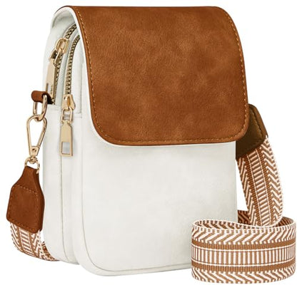 Fashion Small Crossbody Bags for Women Trendy Designer Cell Phone Purses | Adjustable Straps,with Card Holder,Detachable Wristlet Strap,small Cross Body Bag for Woman,Mini Bags,Travel Purse,Work,Gym - color: Whitebrown