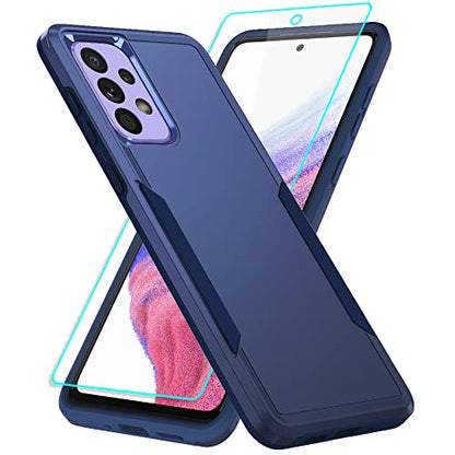 for Samsung A53 5G Case, Galaxy A53 5G Case with Screen Protector,Full Body Protection Durable Rubber Cover Phone Case for Samsung Galaxy A53 5G,Blue - color: 2 Blue