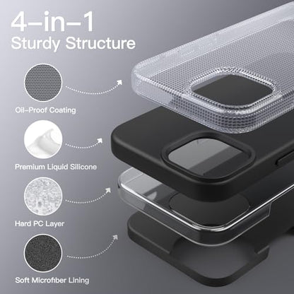 JETech Silicone Case for iPhone 14, Black | Silky Soft Touch, Shockproof Protection, Scratch Resistant, Microfiber Lining - color: Black, size: iPhone 14