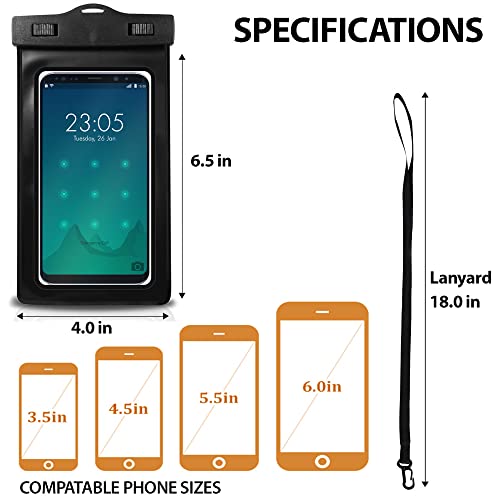 EcoGear FX Waterproof Phone Case - Cell Phone Dry Bag for iPhone & Android (2-Pack)
