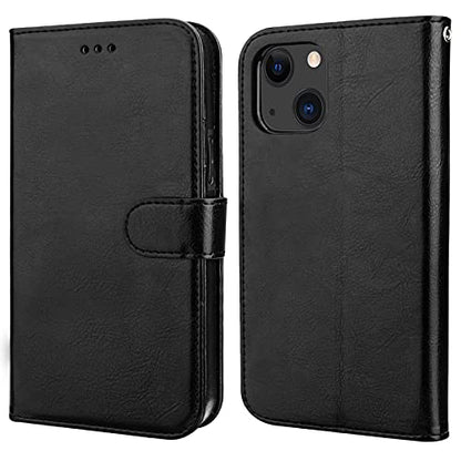 Bocasal Detachable Wallet Case Card Holder for iPhone 13, Black | RFID Blocking Kickstand Card Slots Holder PU Leather Magnetic Shockproof Wrist Strap Removable Flip Protective Cover 6.1 inch - color: Black