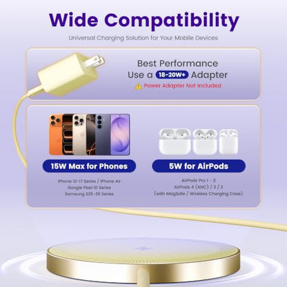 15W Magnetic Fast Charging Pad, Wireless Charger for Apple MagSafe - color: Lemon Yellow*3