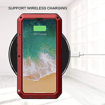 for iPhone 13 Case, 360 Full Body Protective Cover Heavy Duty Shockproof Tough Armour Aluminum Alloy Metal Case with Silicone Built-in Screen Protector for Apple iPhone 13 6.1 Inch - Red - color: Red