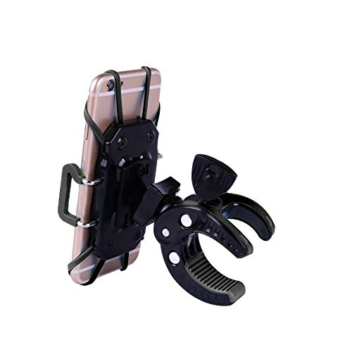 Bike Mount, Bike Phone Mount Motorcycle Baby Carriage Bicycle Mic Stand Cell Phone Holder Cradle with Rubber Strap 360 Degree Rotate for iPhone X 7 6s Plus 5s 5SE Sony Samsung (Black) - color: Black