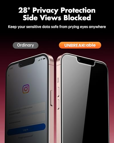 UNBREAKcable 4PCS Screen Protector for iPhone 13-2 Privacy Tempered Glass+2 Clear Glass Double Shatterproof [Easy Installation Frame] [9H Hardness] [Case Friendly] Anti-Scratch for iPhone 6.1 inch - size: iPhone 13