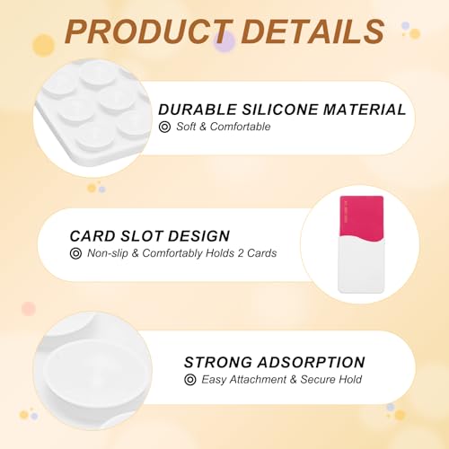 uxcell 2 Pack Suction Phone Card Holder, Silicone Suction Cup Phone Grip Card Holder Mount with Card Slot for Cellphone, Pink/White - color: Pink/White