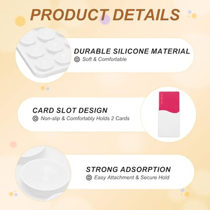 uxcell 2 Pack Suction Phone Card Holder, Silicone Suction Cup Phone Grip Card Holder Mount with Card Slot for Cellphone, Black/White - color: Black/White