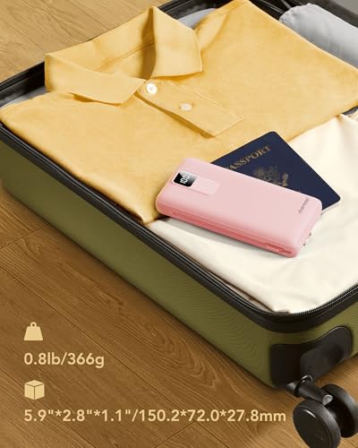 charmast 20000mAh Portable Charger with Built-in Cables and AC Wall Plug - color: dustpink