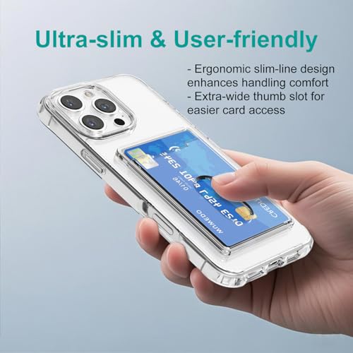 for iPhone 16 Pro Max Clear Wallet Case with an RFID Blocking Card, Holds 1-2 Credit Cards, Anti-Yellowing, Hybrid Protective Phone Case with Card Holder, 6.9" 2024 - color: RFID BC Clear, size: iPhone 16 Pro Max
