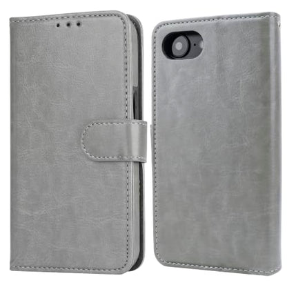 Bocasal Detachable Wallet Case Card Holder for iPhone 17e/16e, Grey | RFID Blocking Kickstand Card Slots Holder PU Leather Magnetic Shockproof Wrist Strap Removable Flip Protective Cover 6.1 inch - color: Gray