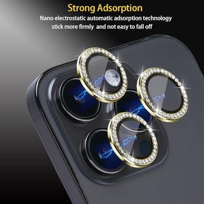 Camera Lens Protector for iPhone 15 Pro/15 Pro Max, Diamond Gold - color: Diamond Gold