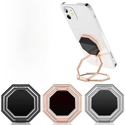 3PCS Cell Phone Ring Holder Finger Kickstand, Foldable 360° Rotation Cellphone Stand for Desk, Office Desktop, Metal Multi-Angle for Phone Back Grip Compatible with iPhone - color: 3PCS