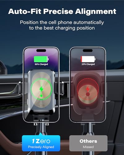 1Zero Auto-Clamping 15W Wireless Car Charger Cup Holder Mount
