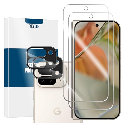 Screen Protector for Google Pixel 9 Pro Fold, [2+2 Pack] Tempered Glass for Pixel 9 Pro Fold & Camera Lens Protectors[Ultrasonic Fingerprint Unlock] [Case Friendly] [Bubble-Free] 6.3 Inches - size: Google Pixel 9 Pro Fold