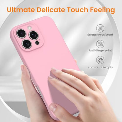 Compatible with iPhone 16 Pro Case, Liquid Silicone Upgrade [Camera Protection] [Soft Anti-Scratch Microfiber Lining] Shockproof Phone Case (Pink) - color: Pink, size: iPhone 16 Pro