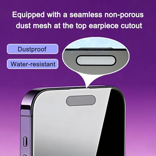 2 Pack 4 Way 360 Degree Privacy Screen Protector for iPhone 15 Pro Max 6.7", 4 Directions Horizontal and Vertical All Around Anti Spy Tempered Glass Film, Face ID Sensitive - size: for iPhone 15 Pro Max 6.7"